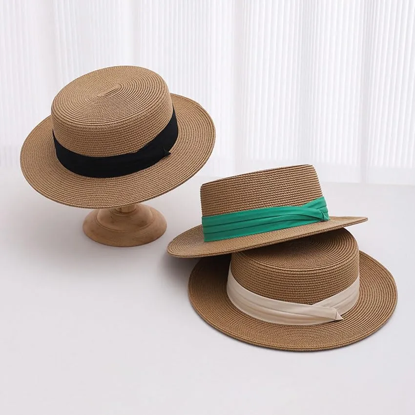 Men Women Sun Hats Wide Brim Fedora Straw Beach Hat UV UPF 50 