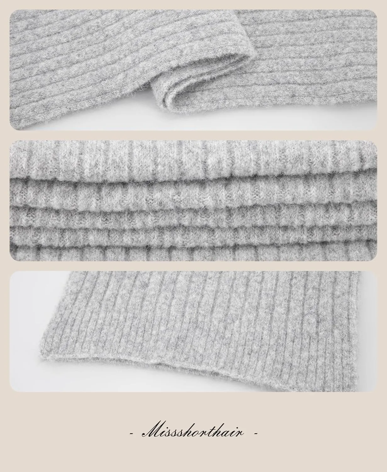 MissShorthair Cashmere Women and Mens Scarf for Winter Chunky Long Warm Thick Knit Wrap