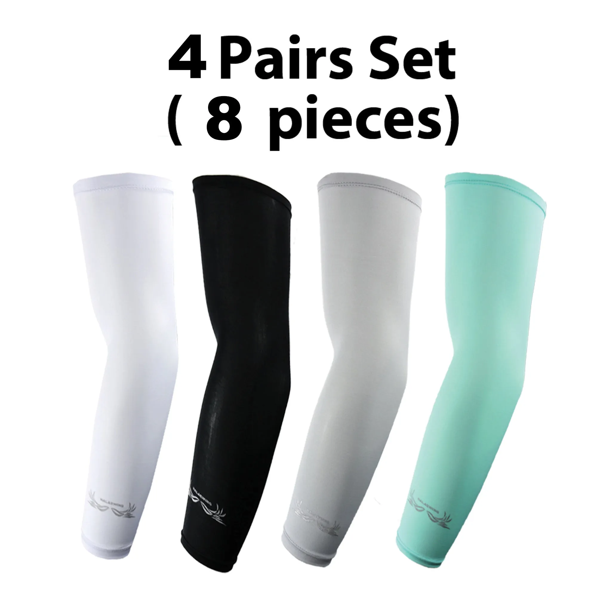 NALAEWING Cooling Arm Sleeves UV Protection for Men and Women, Ideal for Bike Cycling Golf Soccer Basketball Fishing 4 Pack (Black, White, Gray, Teal Blue)