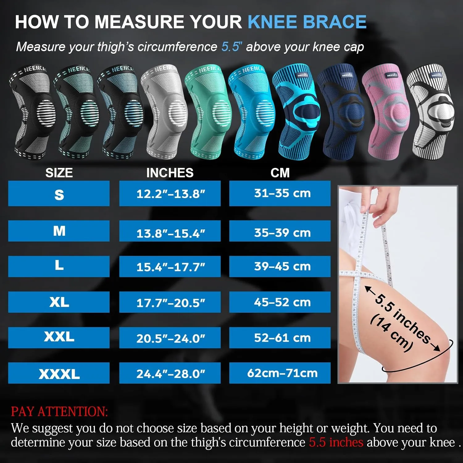 NEENCA 2 Pack Knee Braces for Knee Pain, Compression Knee Sleeves with Patella Gel Pad & Side Stabilizers, Knee Support for Meniscus Tear, Arthritis, Joint Pain, ACL, Runner, Workout- FSA/HSA APPROVED