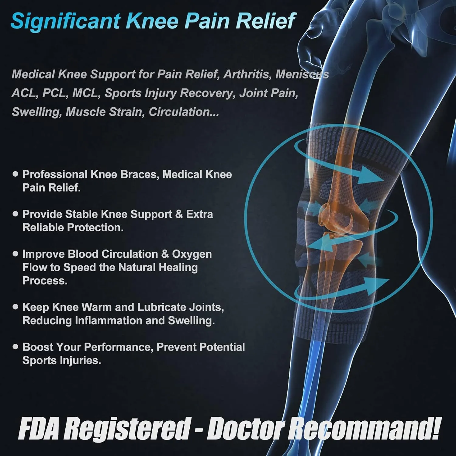 NEENCA 2 Pack Knee Braces for Knee Pain, Compression Knee Sleeves with Patella Gel Pad & Side Stabilizers, Knee Support for Meniscus Tear, Arthritis, Joint Pain, ACL, Runner, Workout- FSA/HSA APPROVED