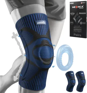 NEENCA 2 Pack Knee Braces for Knee Pain, Compression Knee Sleeves with Patella Gel Pad & Side Stabilizers, Knee Support for Meniscus Tear, Arthritis, Joint Pain, ACL, Runner, Workout- FSA/HSA APPROVED