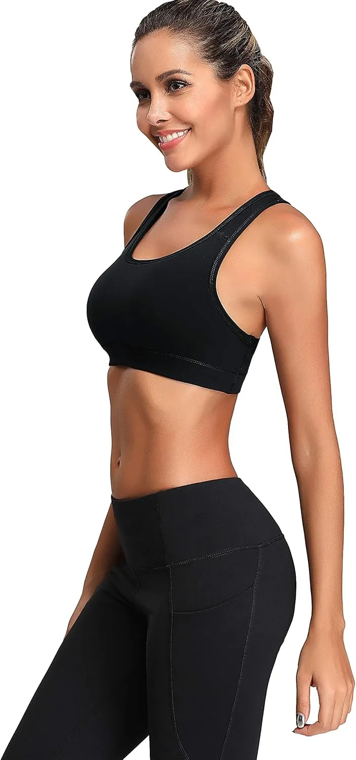 Oalka Women's Racerback Sports Fitness Support Workout Running Bras