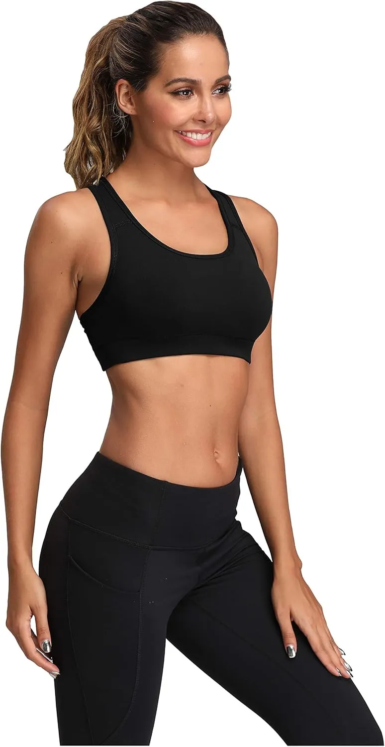 Oalka Women's Racerback Sports Fitness Support Workout Running Bras