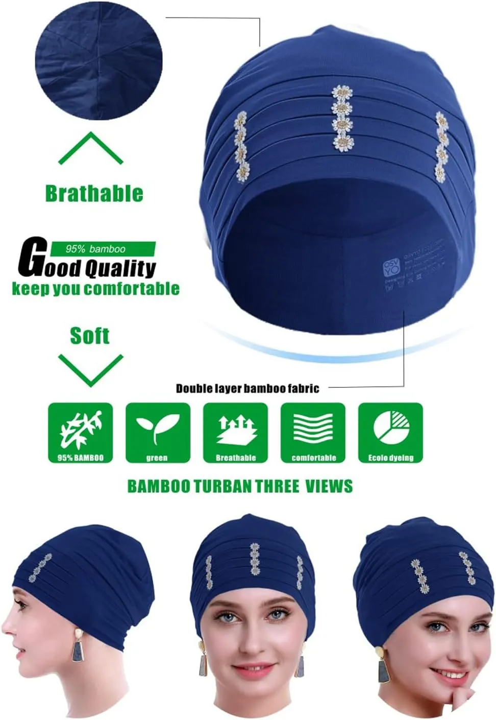 osvyo Flower Chemo Headwear Turban for Women - Headcovering Beanie Caps