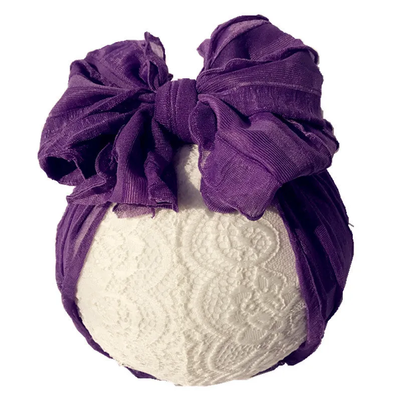 Oversize Lace Bow Baby Headband Wide Soft Flower Silk Hairband for Girl Headwear Children Bow Knot Turban Newbor Infant Headwrap