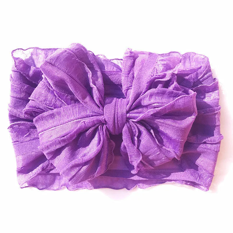 Oversize Lace Bow Baby Headband Wide Soft Flower Silk Hairband for Girl Headwear Children Bow Knot Turban Newbor Infant Headwrap