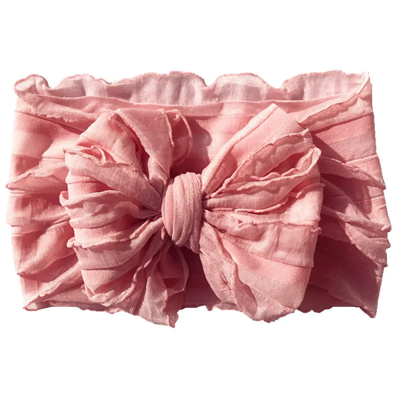Oversize Lace Bow Baby Headband Wide Soft Flower Silk Hairband for Girl Headwear Children Bow Knot Turban Newbor Infant Headwrap