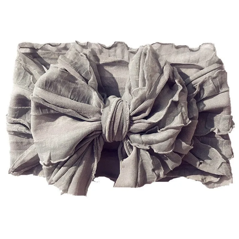 Oversize Lace Bow Baby Headband Wide Soft Flower Silk Hairband for Girl Headwear Children Bow Knot Turban Newbor Infant Headwrap