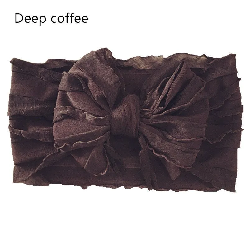 Oversize Lace Bow Baby Headband Wide Soft Flower Silk Hairband for Girl Headwear Children Bow Knot Turban Newbor Infant Headwrap
