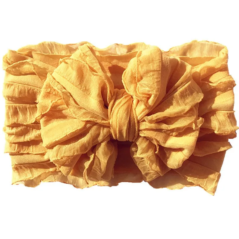 Oversize Lace Bow Baby Headband Wide Soft Flower Silk Hairband for Girl Headwear Children Bow Knot Turban Newbor Infant Headwrap