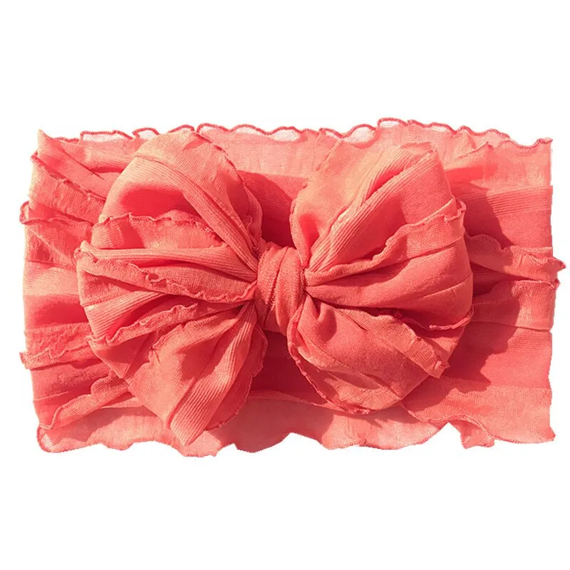 Oversize Lace Bow Baby Headband Wide Soft Flower Silk Hairband for Girl Headwear Children Bow Knot Turban Newbor Infant Headwrap
