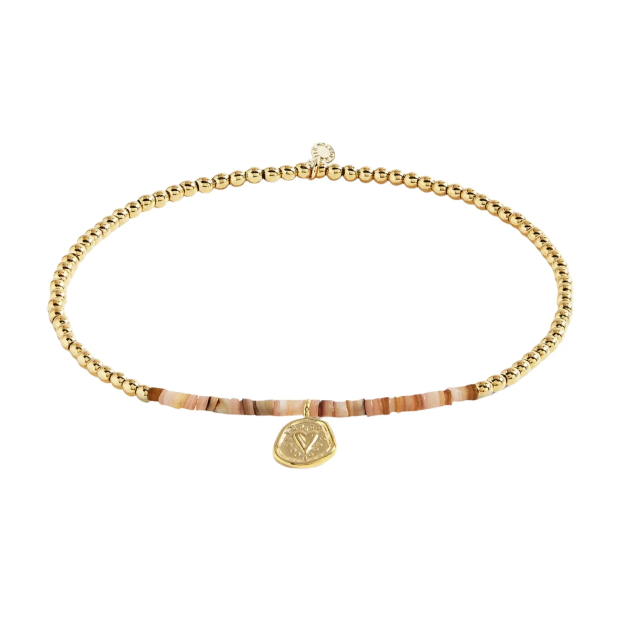 Pink Shell Gold Heart Anklet