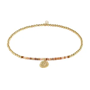 Pink Shell Gold Heart Anklet