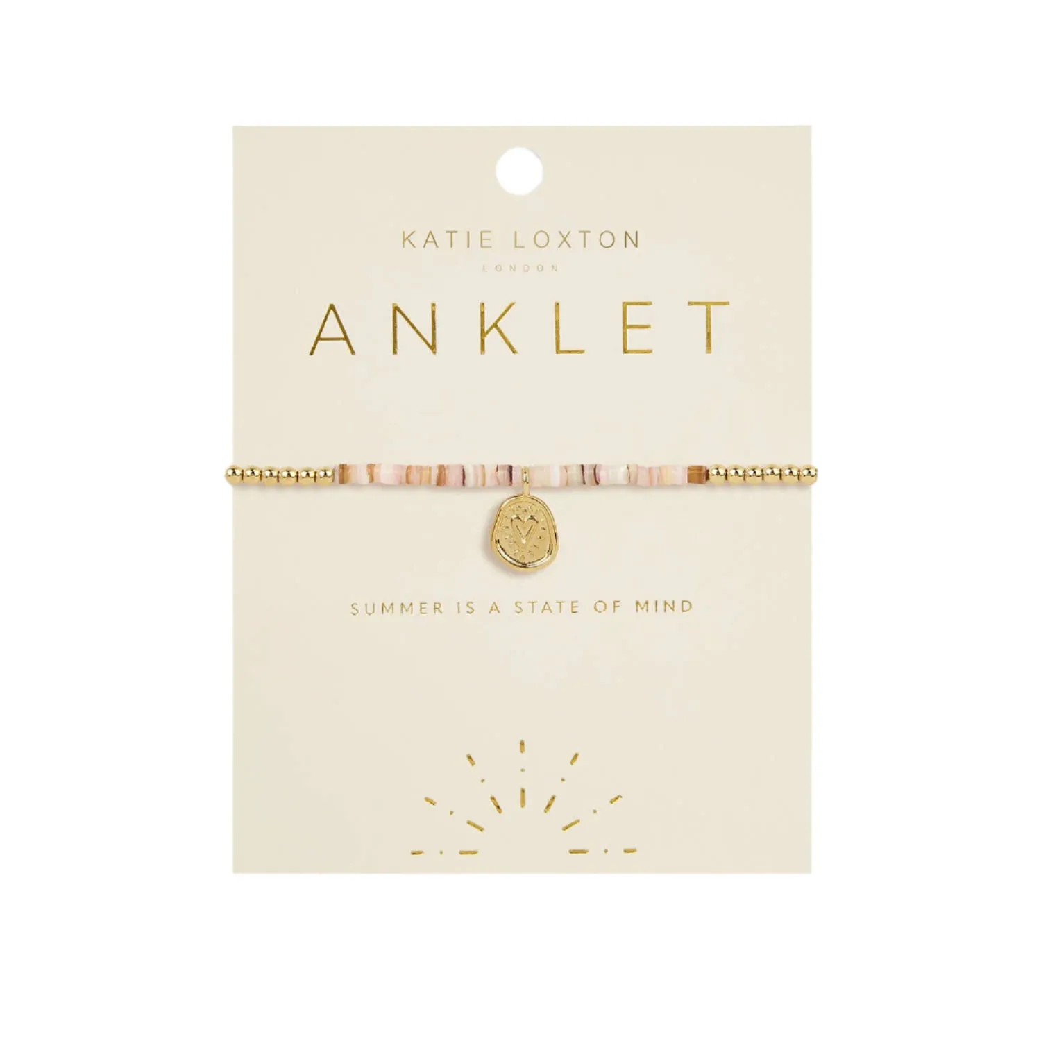 Pink Shell Gold Heart Anklet