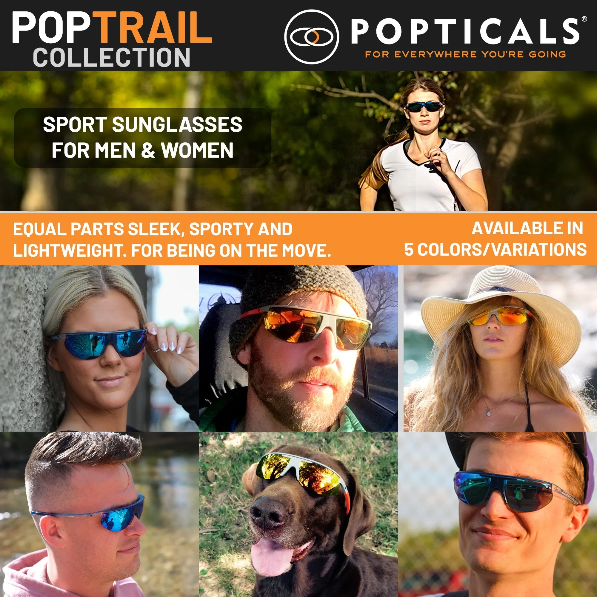 POPTRAIL | Polarized, Matte Black, Gray Lens, Small