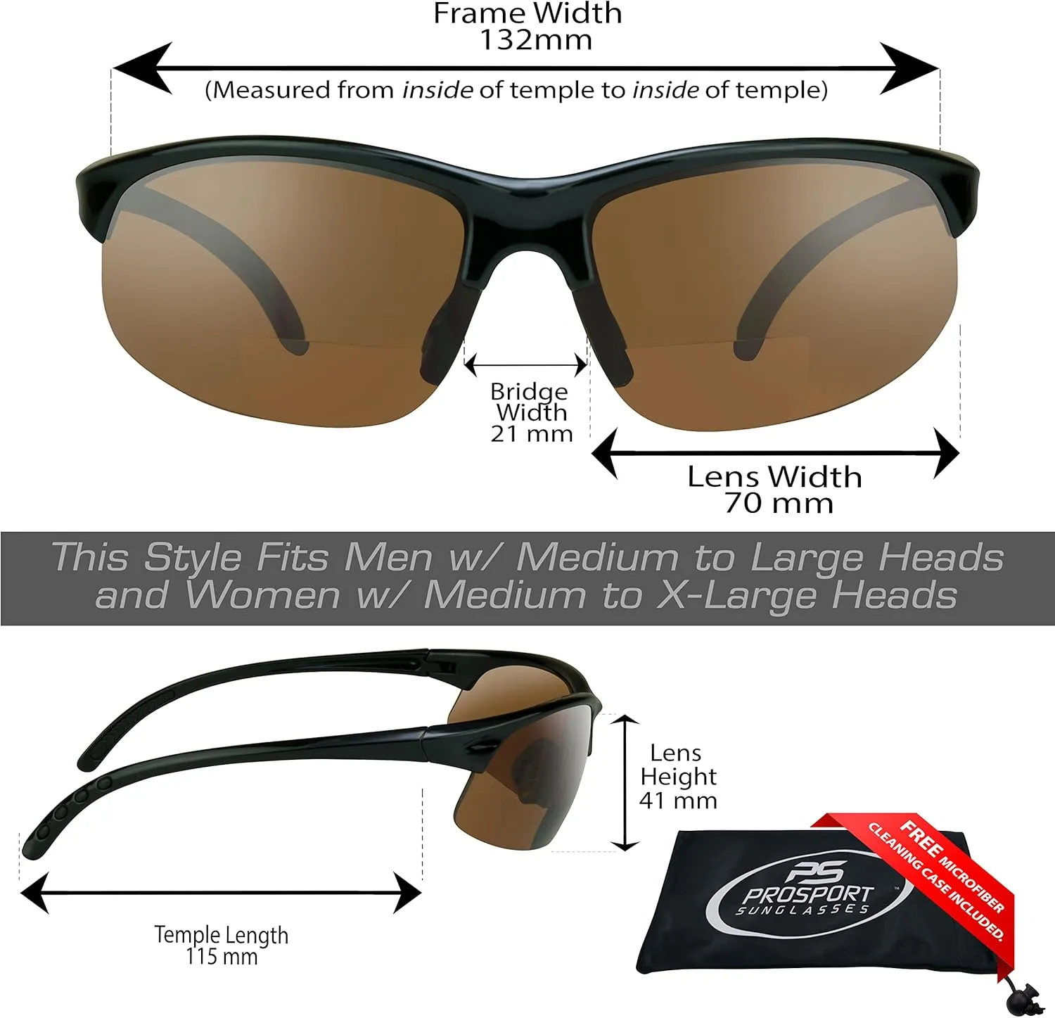 proSPORT BIFOCAL Sunglasses Readers Tinted Mens Womens High Definition Amber Yellow Smoke  1.50  1.75  2.00  2.25  2.50