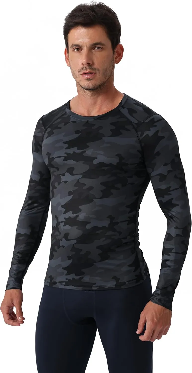 Queerier Men's Compression Shirts Workout T Shirt Long Sleeve Thermal Tops for Men Athletic Base Layer Gym Sports Underwear