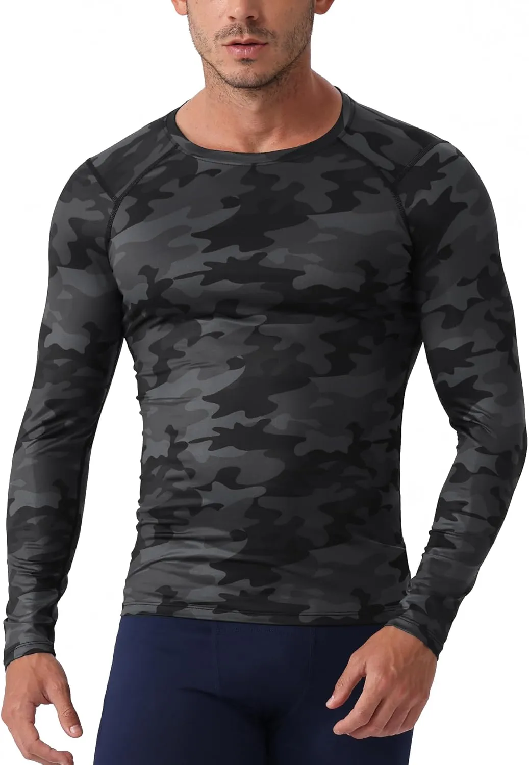Queerier Men's Compression Shirts Workout T Shirt Long Sleeve Thermal Tops for Men Athletic Base Layer Gym Sports Underwear