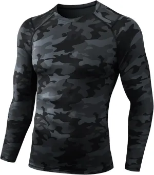 Queerier Men's Compression Shirts Workout T Shirt Long Sleeve Thermal Tops for Men Athletic Base Layer Gym Sports Underwear