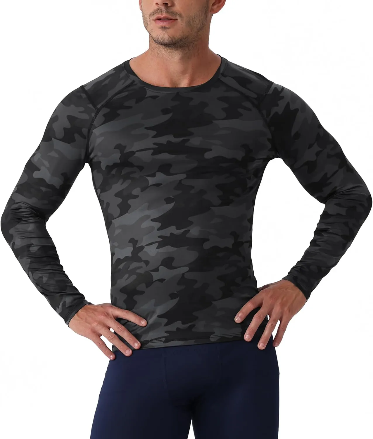 Queerier Men's Compression Shirts Workout T Shirt Long Sleeve Thermal Tops for Men Athletic Base Layer Gym Sports Underwear