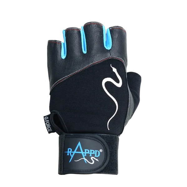 Rappd - G force Leather Gloves With Wrist Wrap Blue