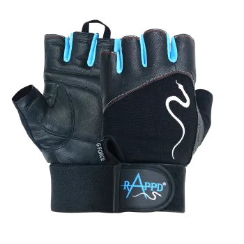 Rappd - G force Leather Gloves With Wrist Wrap Blue