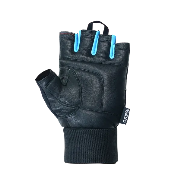 Rappd - G force Leather Gloves With Wrist Wrap Blue