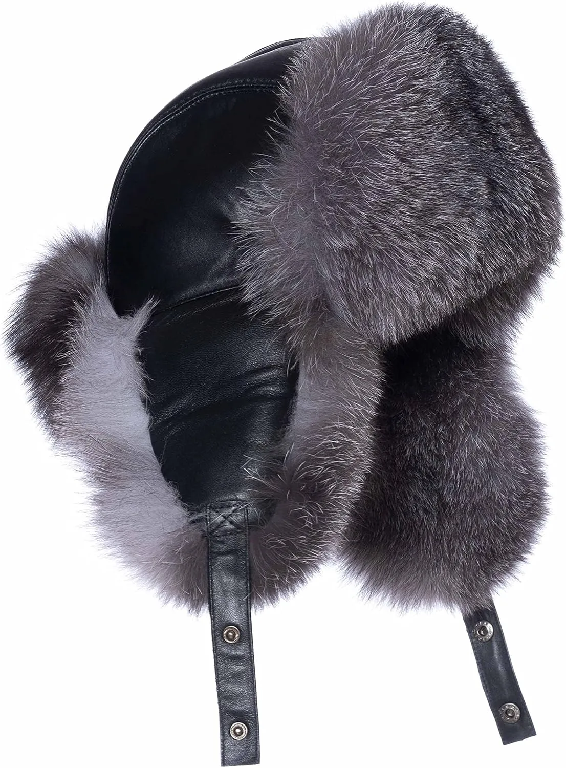 Real Fox Fur Hat - Genuine Sheepskin Leather Shell, Unisex Classic Ushanka Style, Warm and Windproof for Winter
