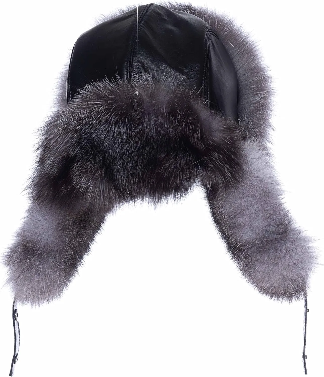 Real Fox Fur Hat - Genuine Sheepskin Leather Shell, Unisex Classic Ushanka Style, Warm and Windproof for Winter