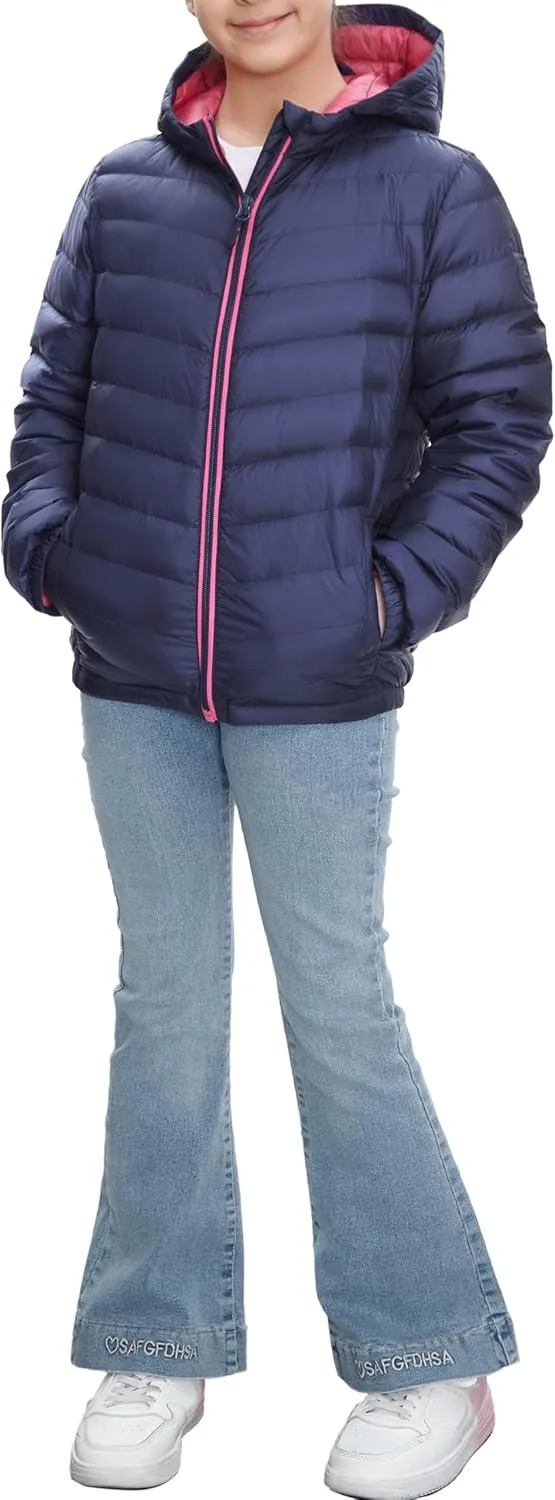 Rokka&Rolla Girls' Ultra Lightweight Packable Down Puffer Jacket Coat