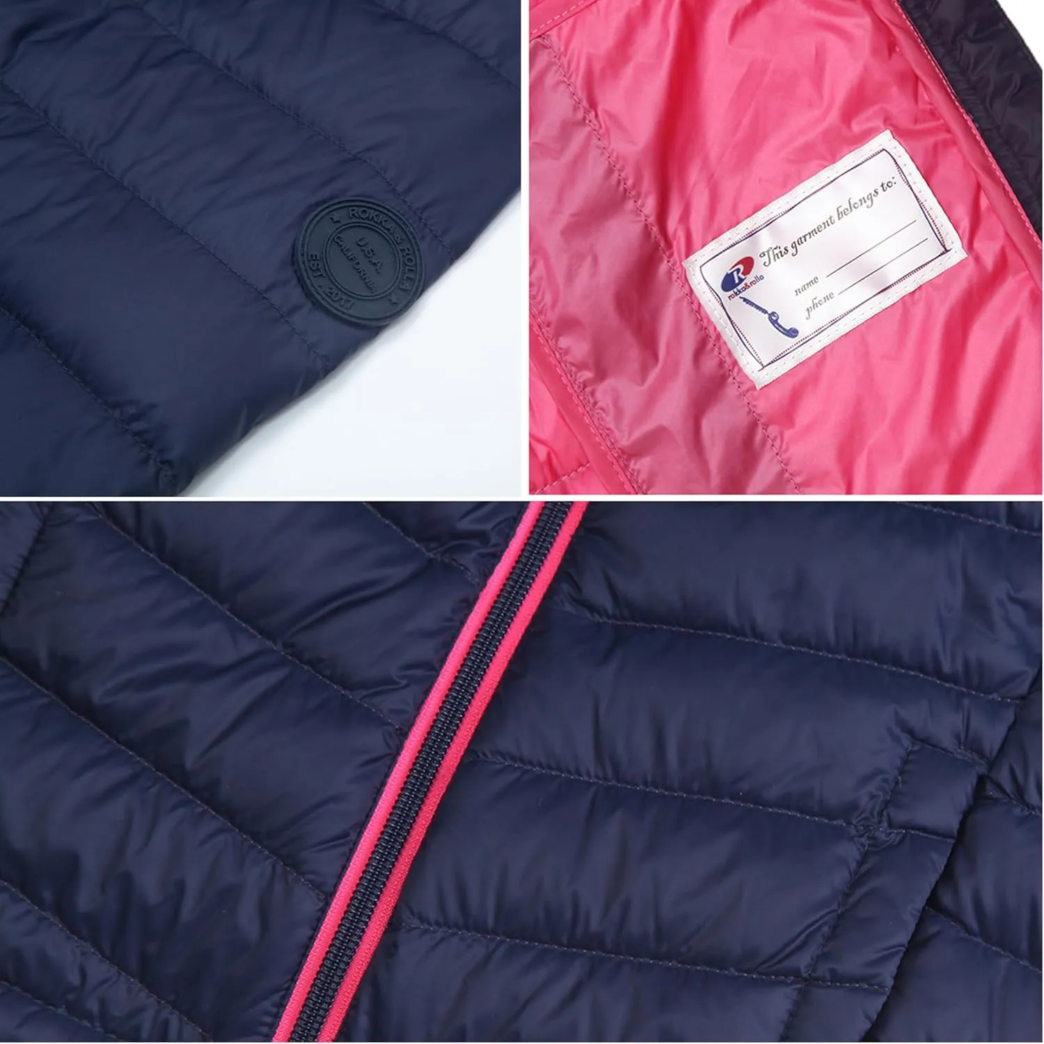 Rokka&Rolla Girls' Ultra Lightweight Packable Down Puffer Jacket Coat