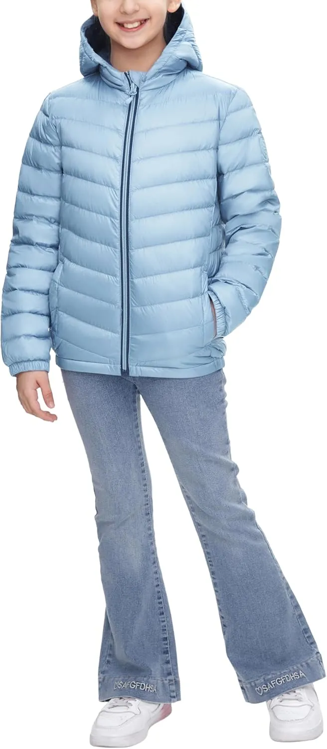 Rokka&Rolla Girls' Ultra Lightweight Packable Down Puffer Jacket Coat