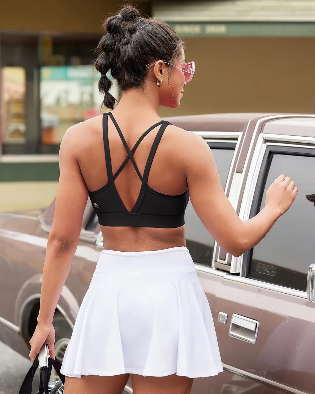 RUNNING GIRL Sports Bras for Women High Support, High Impact Strappy Sports Bra Moulded Cup Workout Bra