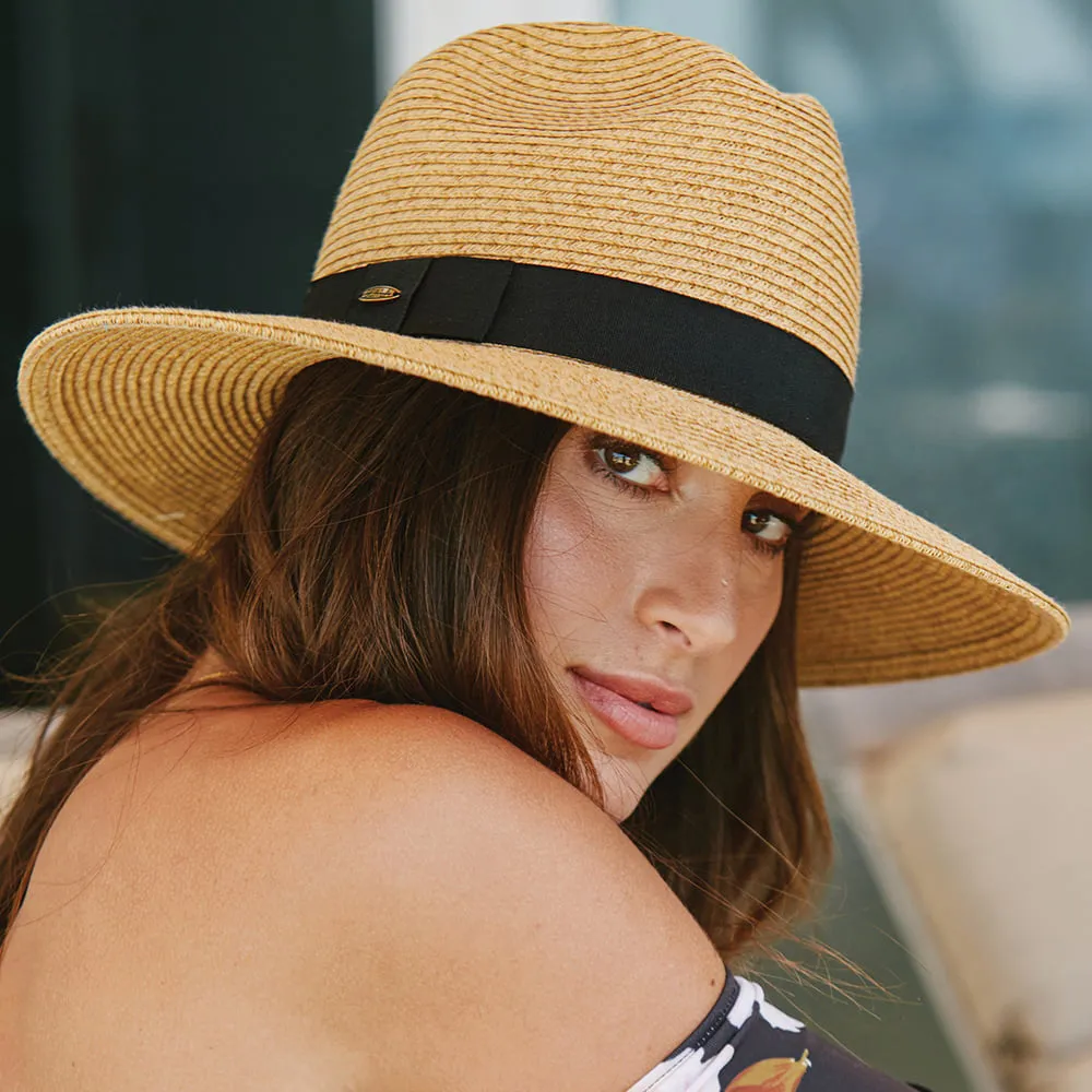 Scala Hats Helena Wide Brim Fedora Hat - Toast