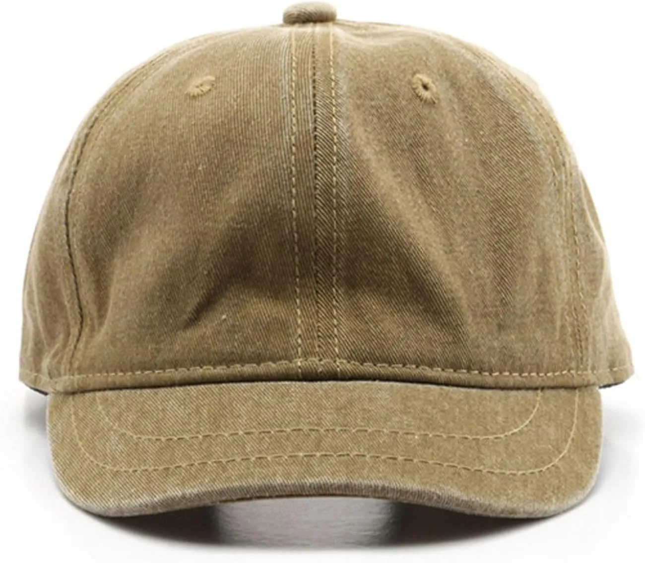 Short Brim Vintage Baseball Cap Adjustable Unstructured Washed Distressed Cotton Blank Dad Hat for Men & Women