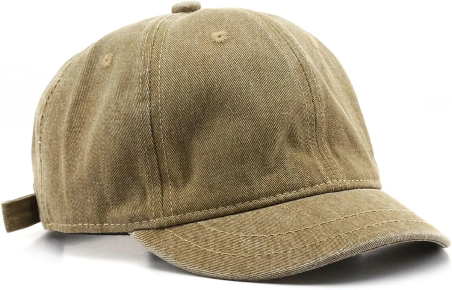 Short Brim Vintage Baseball Cap Adjustable Unstructured Washed Distressed Cotton Blank Dad Hat for Men & Women