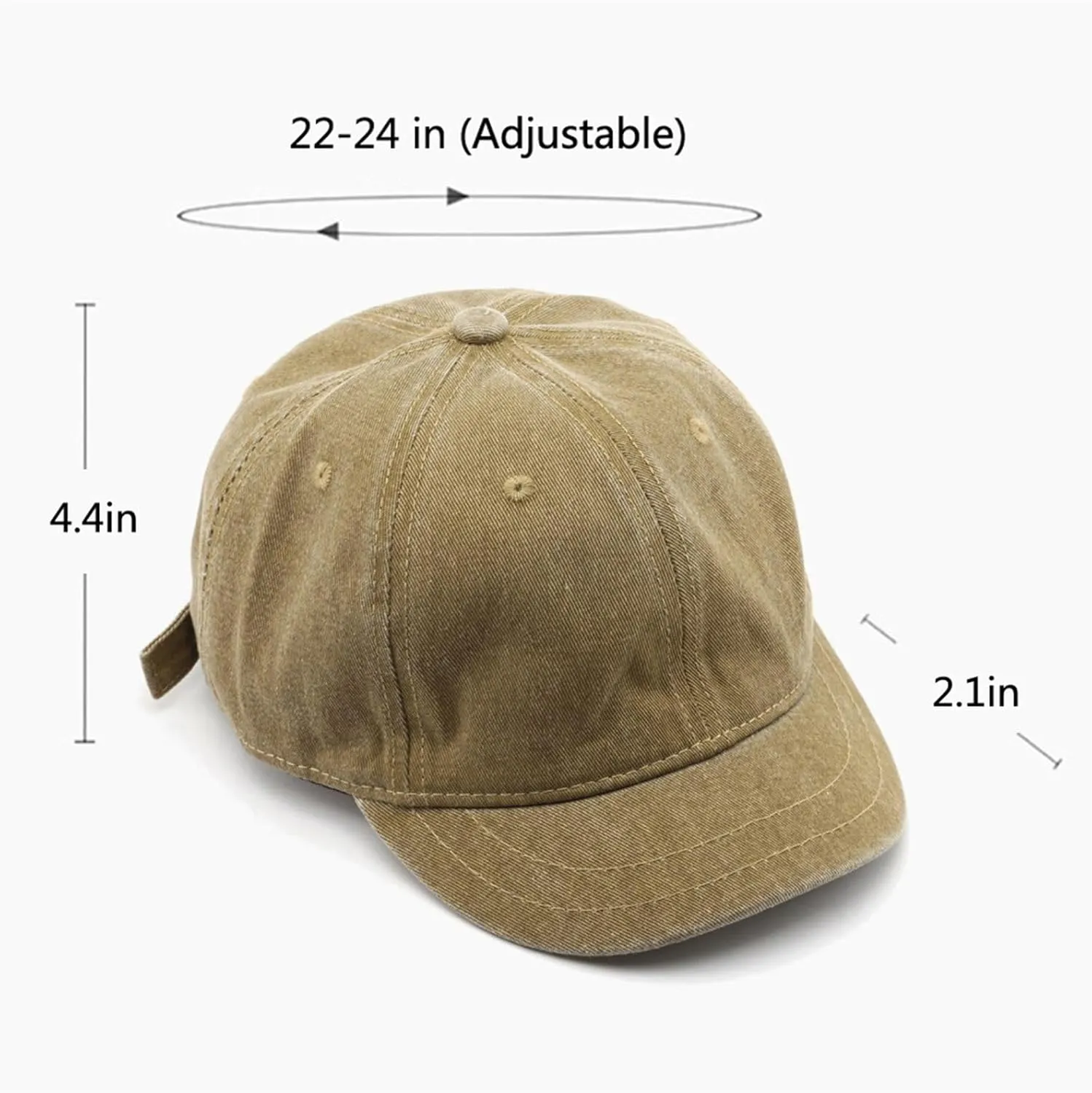 Short Brim Vintage Baseball Cap Adjustable Unstructured Washed Distressed Cotton Blank Dad Hat for Men & Women