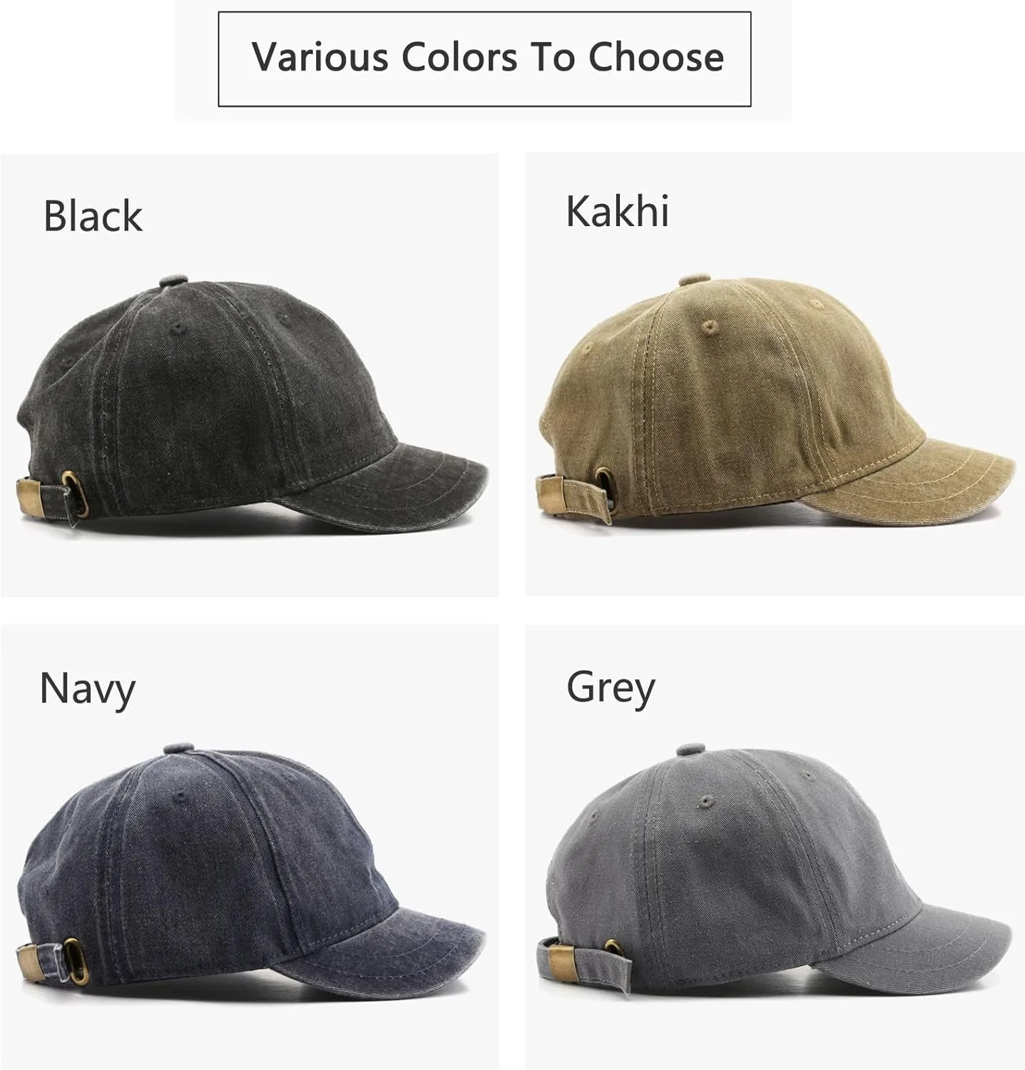 Short Brim Vintage Baseball Cap Adjustable Unstructured Washed Distressed Cotton Blank Dad Hat for Men & Women