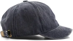 Short Brim Vintage Baseball Cap Adjustable Unstructured Washed Distressed Cotton Blank Dad Hat for Men & Women