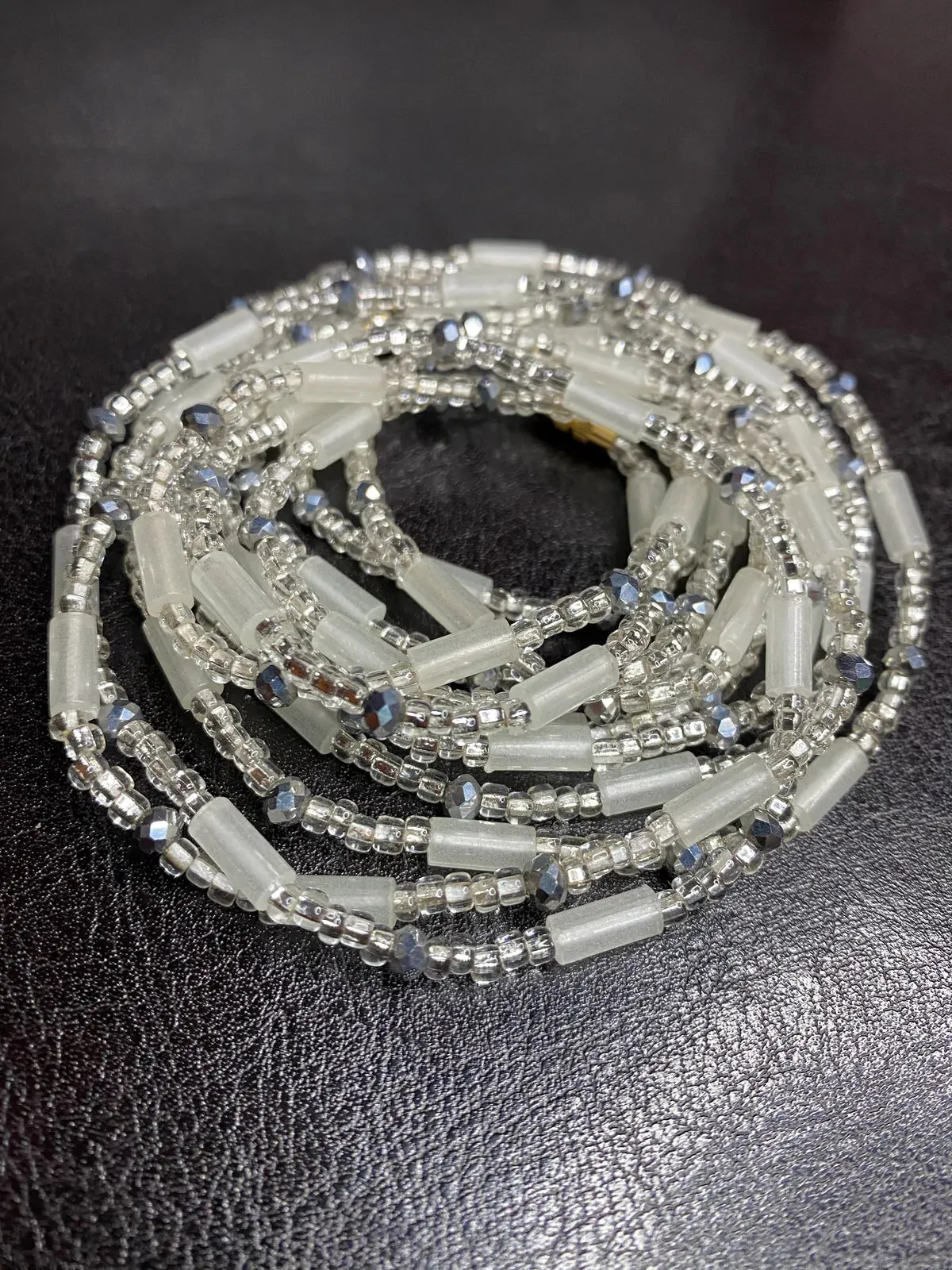 Silva Tube & Crystal Waist Beads (with Thread Finish)