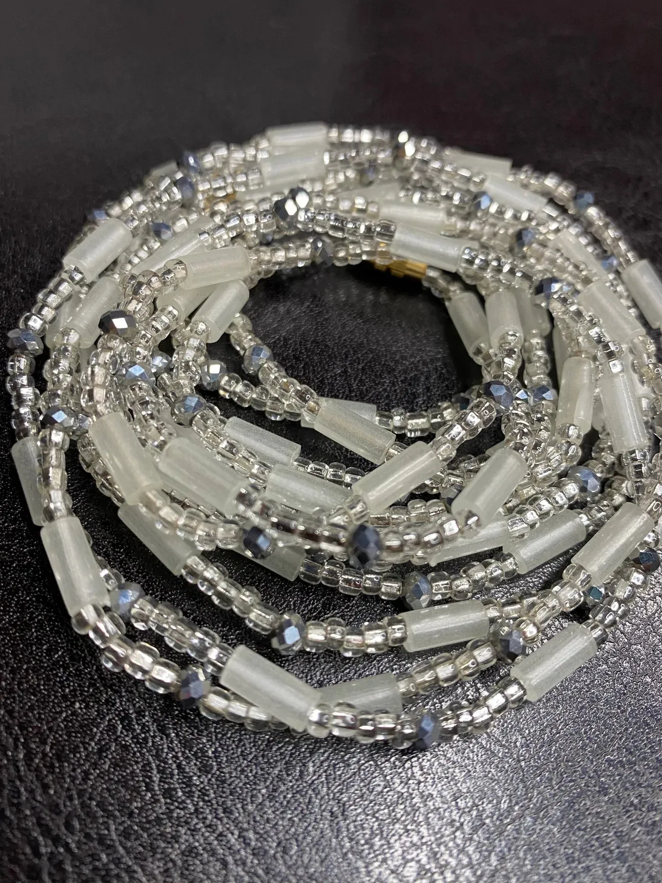 Silva Tube & Crystal Waist Beads (with Thread Finish)