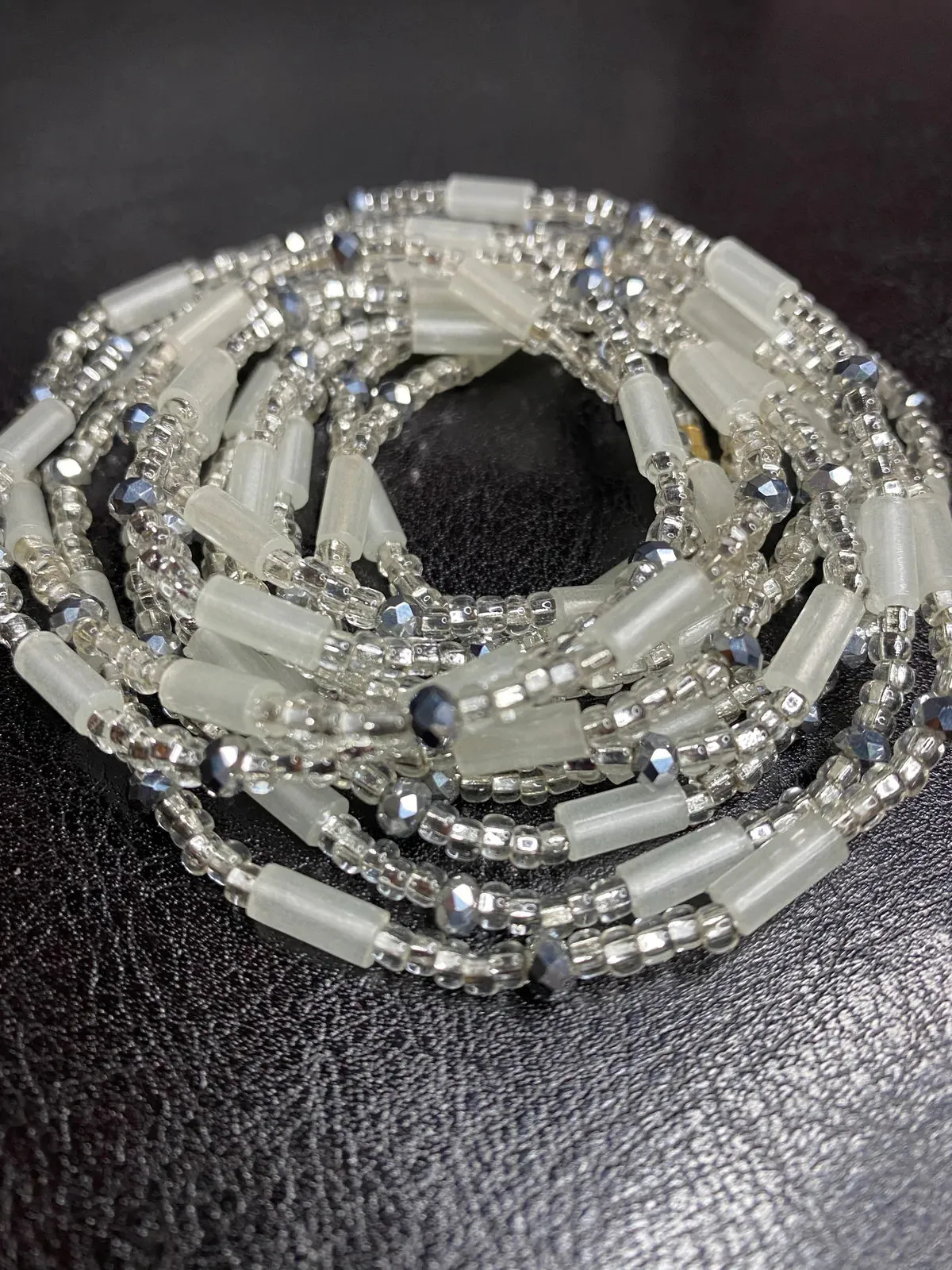 Silva Tube & Crystal Waist Beads (with Thread Finish)