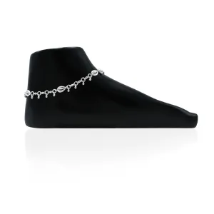 Silver Shell And Beads Anklet