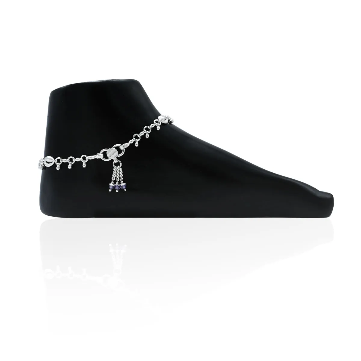 Silver Shell And Beads Anklet