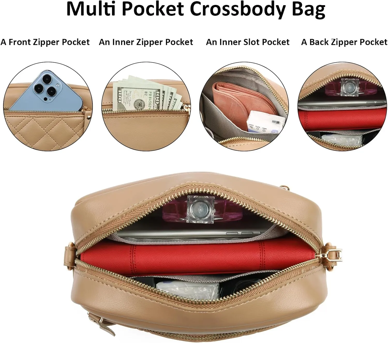 Small Crossbody Purse Leather Crossbody Bags for Women Fashion Handbag Cell Phone Crossover Shoulder Bag for Women