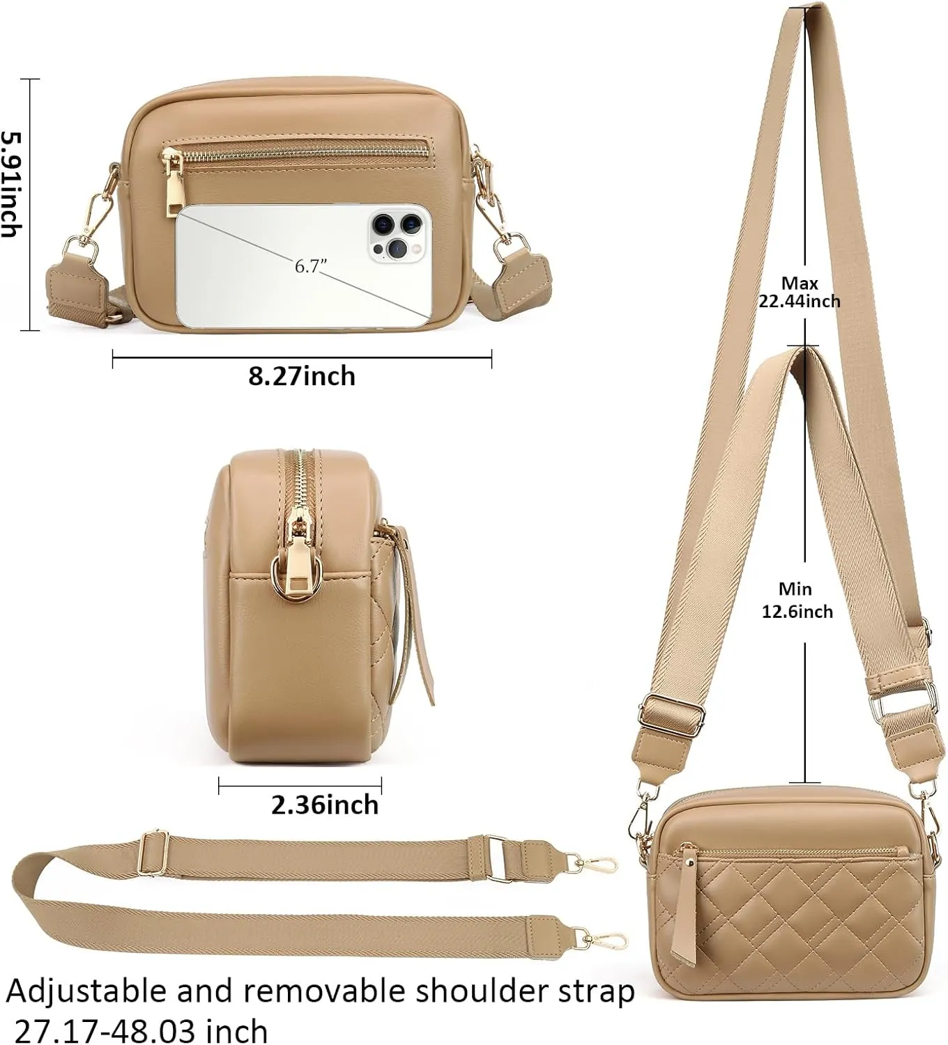 Small Crossbody Purse Leather Crossbody Bags for Women Fashion Handbag Cell Phone Crossover Shoulder Bag for Women