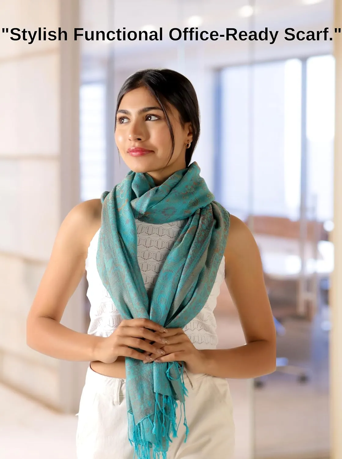 Soft Silky Cashmere Pashmina Scarf Lightweight Ethnic Paisley Winter Travel Wrap Shawl for Evening Dresses - 77" x 28"