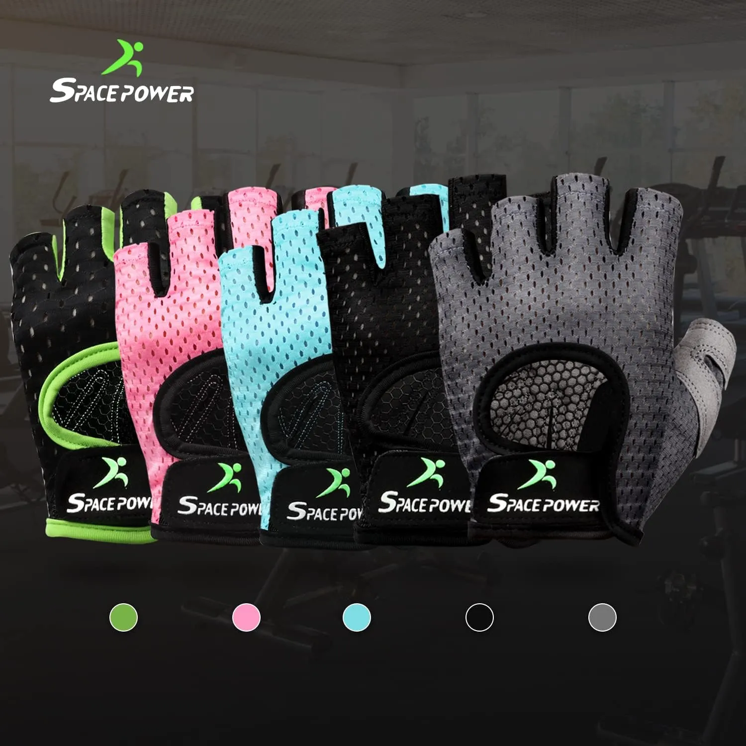spacepower Workout Gloves - Lightweight Breathable Gym Gloves for Women & Men's Exercise