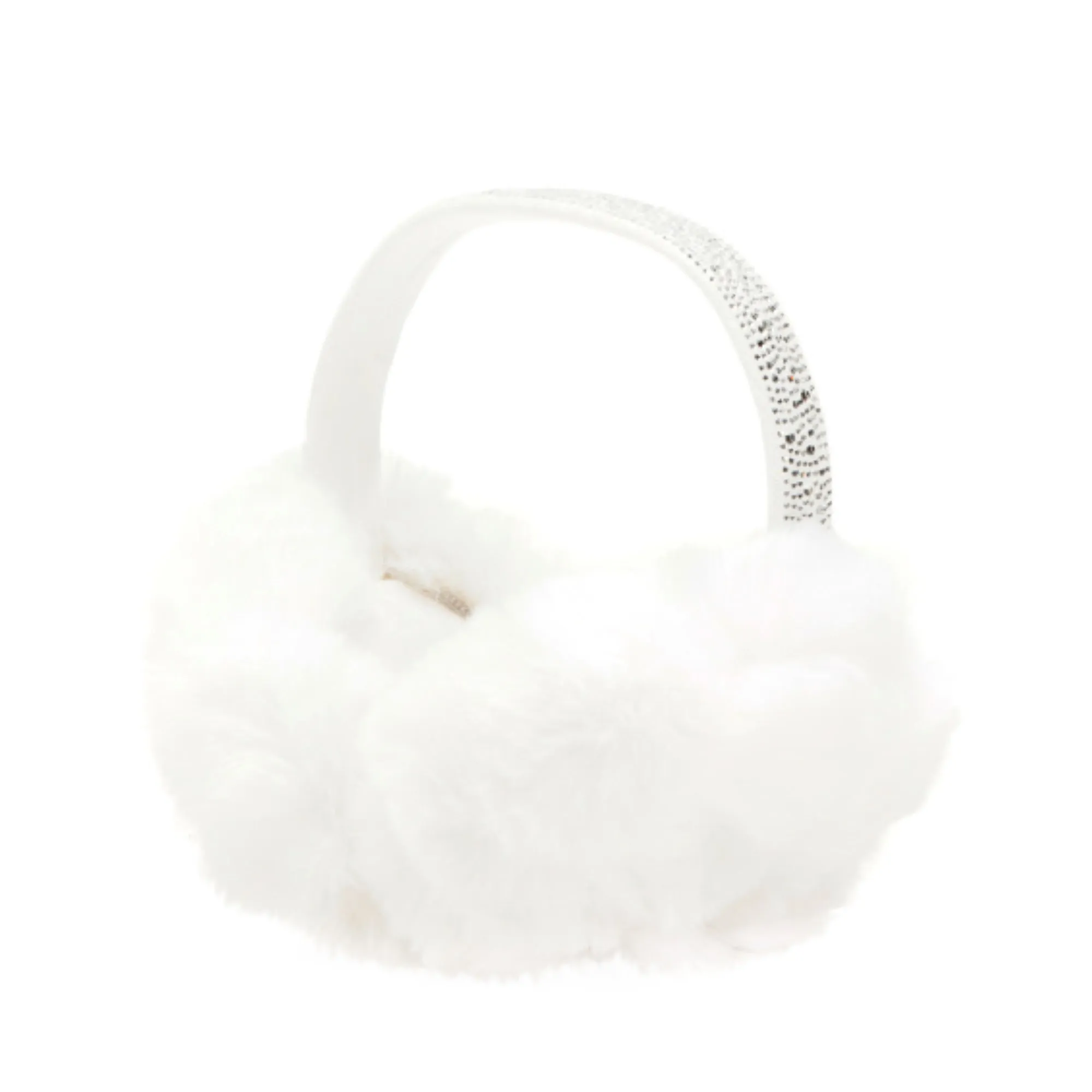 Steve Madden Women's Rhinestone Embellished Foldable Faux Fur Earmuffs